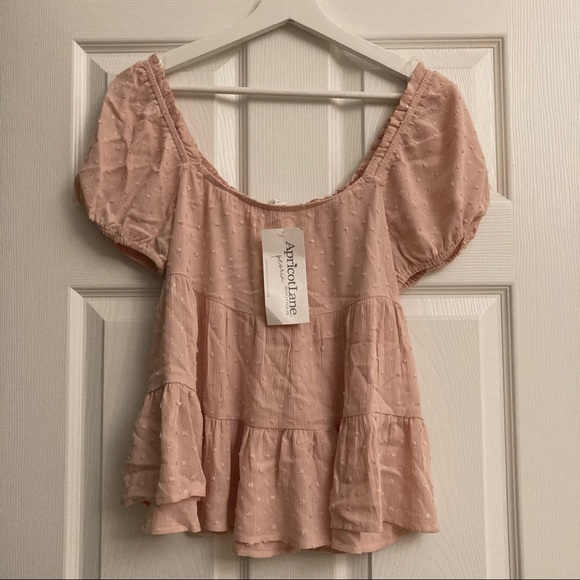 NWT blush pink Swiss dot short sleeve blouse - Picture 3 of 3